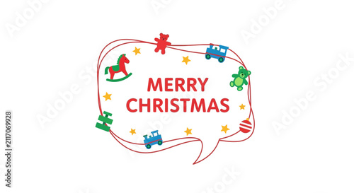 Merry christmas colorful illustration with toys