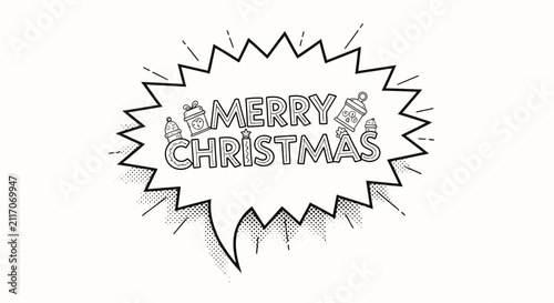 Merry Christmas comic book style greeting
