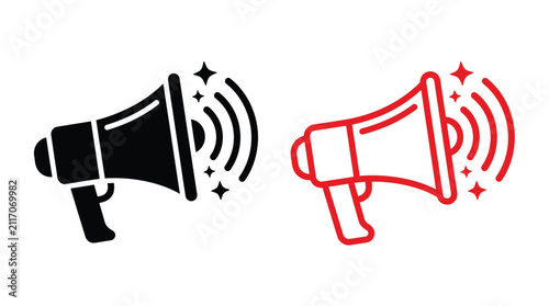 Foto Megaphone Icon With Sound Waves Two Color Flat Vector Illustration