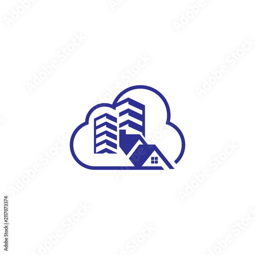 Collection of house cloud logo design vector templates.