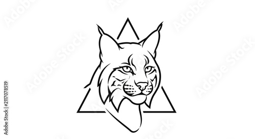 line art wolf head with triangle