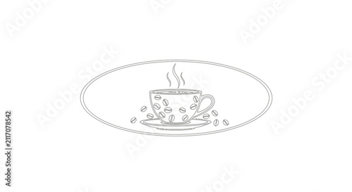 line drawing coffee cup and saucer