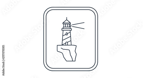 line drawing lighthouse on rock