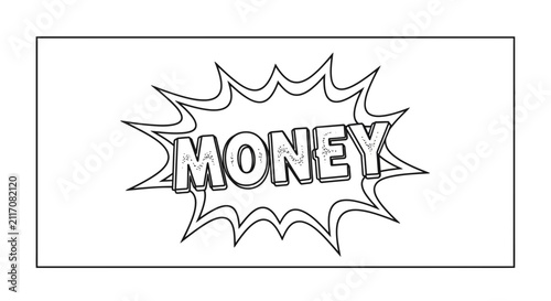 Money Word Comic Book Style Burst - Illustration
