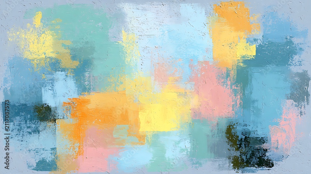 Fototapeta premium Abstract oil painting with textured brushstrokes in soft pastel colors. Perfect for modern interior design and.