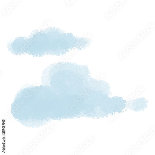 Hand drawn crayon clouds illustration for design background