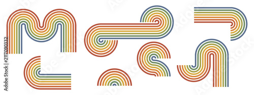 Фотография Groovy retro line element set