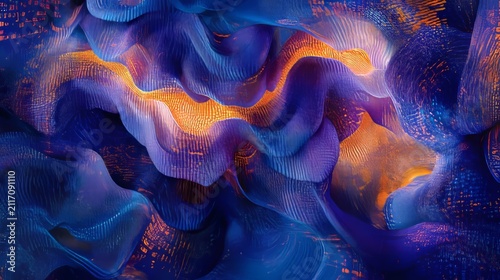 Abstract. Waves. Blue. Orange. Textures.