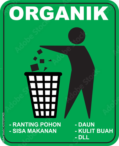 Vector illustration of sticker for organic trash can 