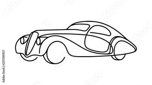 Elegant Vintage Car Outline - Continuous Line Drawing