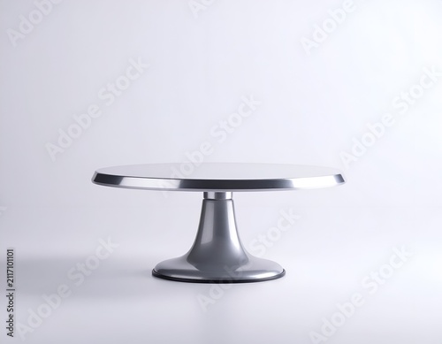 Minimalist Silver Cake Stand Isolated on a Clean White Studio Background