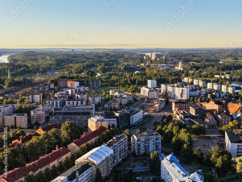 Hämeenlinna Finland city center from air early morning