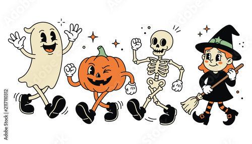 Foto Retro Cartoon Halloween Character Collection