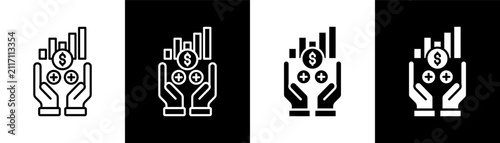 Benefit white and black icon set design