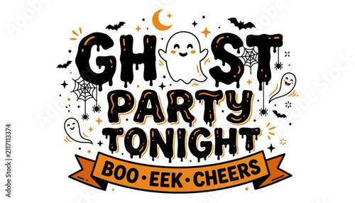Фотография Ghost Party Tonight Halloween Vector Design