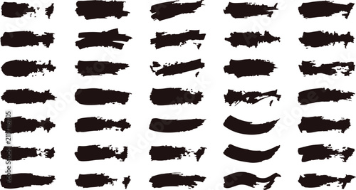 Obraz na plátně Black brush strokes and grunge paint textures vector set with abstract isolated