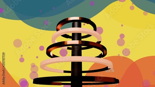 Central black post appearing, rings emerging and spiraling around post, showing progress