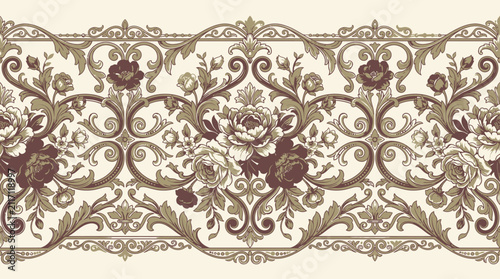 Foto Seamless ornate floral pattern with vintage roses and leaves.
