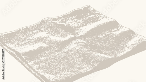 Close-up of a folded beige textured cloth napkin with visible stitching and soft fabric folds
