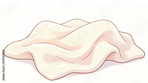 Soft Cream Fabric Draped in Gentle Waves, Minimalist Illustration with Brown Outlines