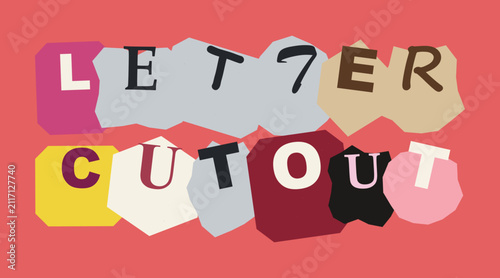 Cuadro en lienzo Colorful ransom note style letters made from paper cutouts on a textured orange