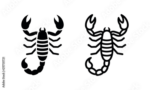Quadro su tela Dangerous Scorpion Insect Icon in Solid and Outline Styles