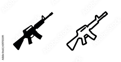 Foto Assault rifle icons in solid and outline styles