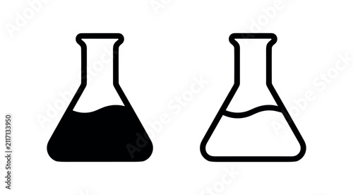 Foto Chemistry erlenmeyer flask icons set