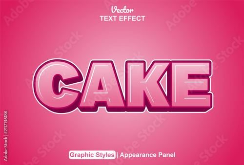 Editable text effect bold pink lettering design template for cake label illustration.