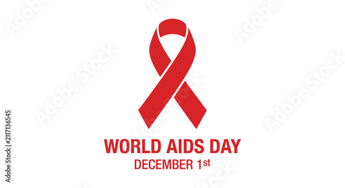 Red Ribbon Awareness Symbol On White Background