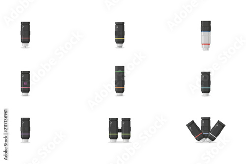 Obraz na plátně Collection of microscope objective lenses with different magnification levels an