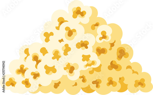 A pile of buttery popcorn kernels in a flat vector illustration style reminiscent of vintage computer clip art