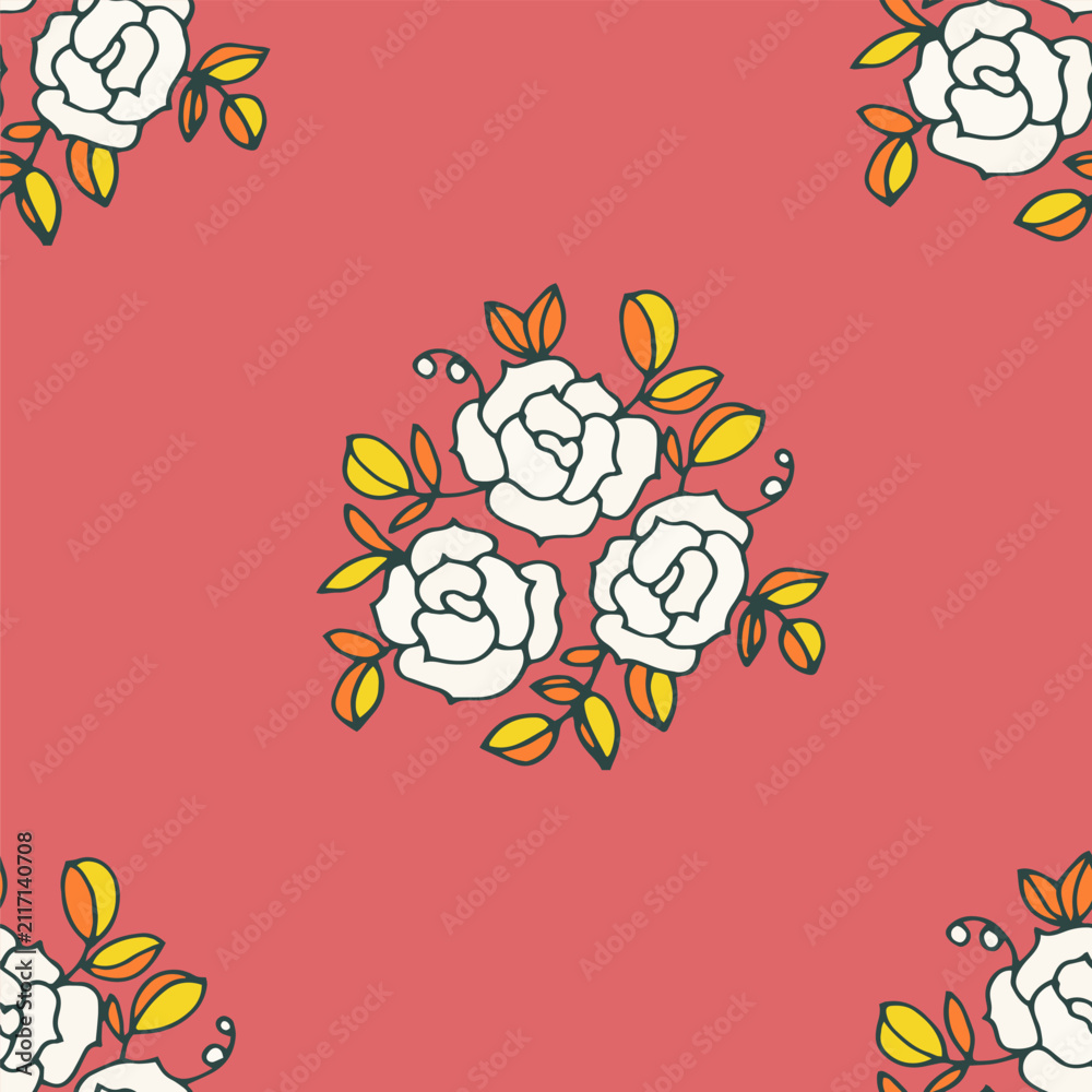 Fototapeta premium Bold Retro Graphic White Rose