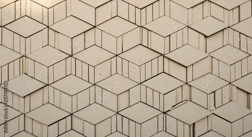 Modern geometric brick wall background with 3D rhombus pattern tiles