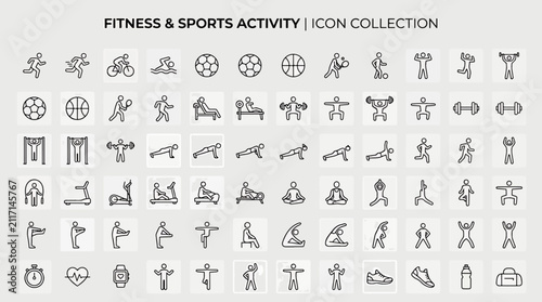 Fitness and sports activity icons.