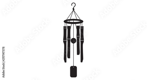 Foto Wind chime silhouette against a white background silhouette