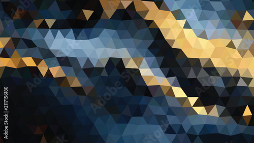 Abstract Blue and Gold Low Poly Wave Background for Technology Website Banner and Corporate Presentation
