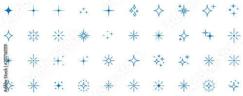 Generative ai sparkle icon set for adobe illustrator, vector collection of clean star symbols, shiny glitter effects in black and gradient for new magic features