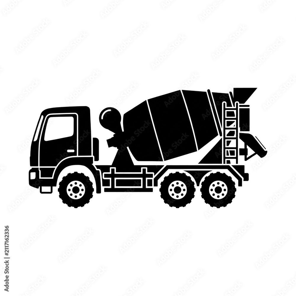 Fototapeta premium Concrete Mixer Truck Black Silhouette Icon