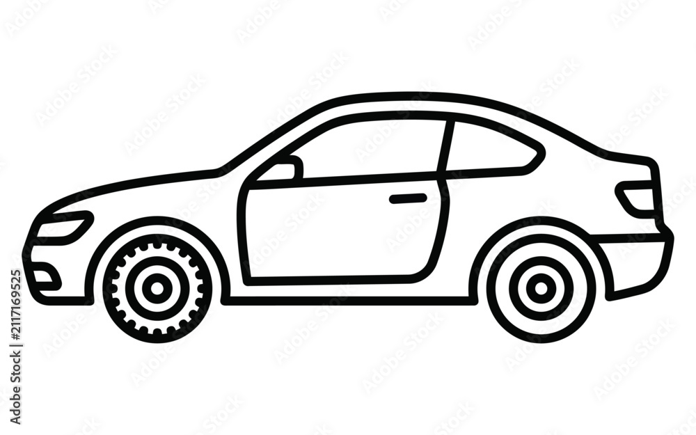 Fototapeta premium Coupe Car Side View Outline Vector
