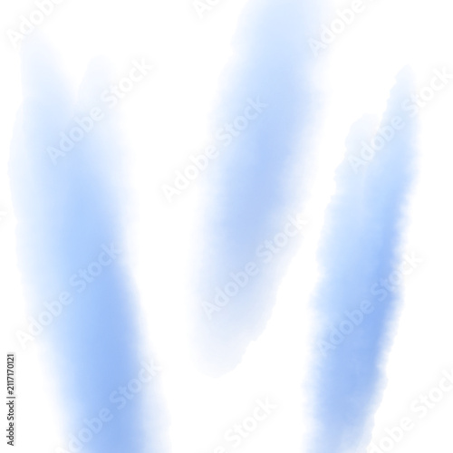 Abstract blue watercolor splashes on white background artistic brush strokes