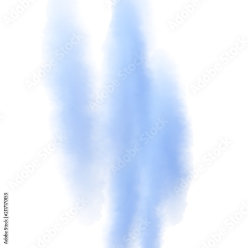 Abstract blue watercolor brush strokes on white background delicate vertical paint splashes