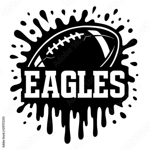 Eagles Football Badge Black and White Sports Vector Design