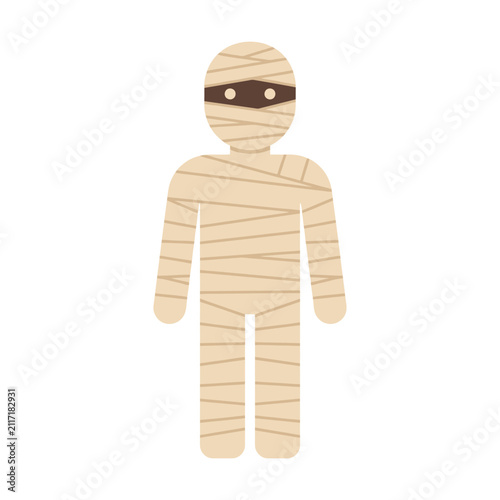 Bild auf Leinwand Pixel art mummy figure wrapped in bandages, with black eyeholes, simple flat des
