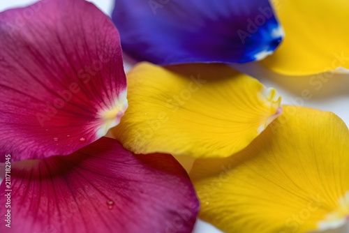 Close up of colorful flower petals with macro details