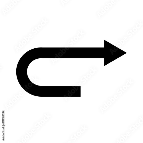 Curved undo and redo arrow symbol for interface and productivity applications.