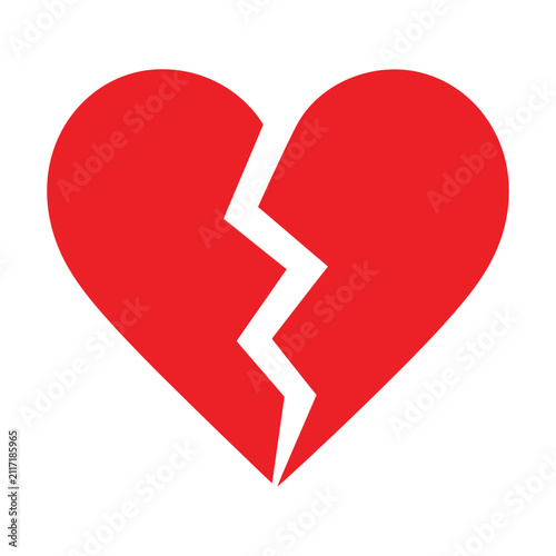 Obraz na płótnie Red broken heart symbol, symbol of heartbreak and sadness, simple flat design il