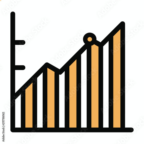 Rising bar chart showing upward trend and growth, data analysis and financial success concept