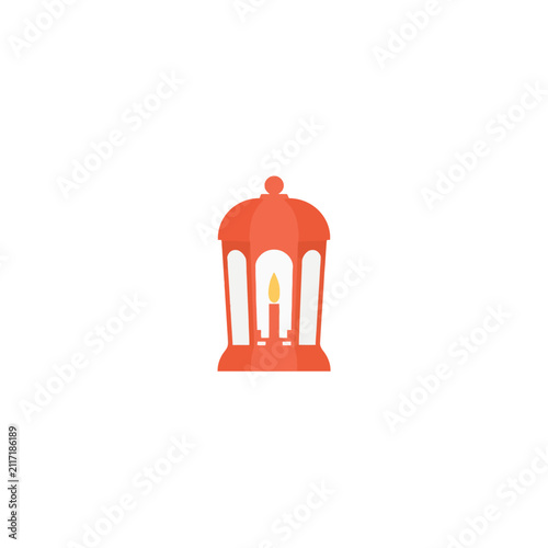 Pixel art red lantern with glowing candle inside, simple flat icon for festive illumination