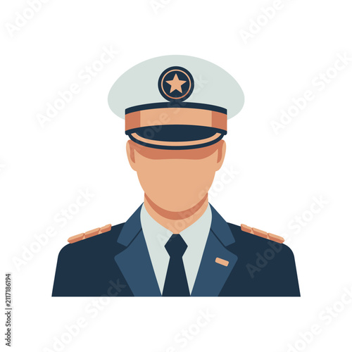Pixel art portrait of a man in a uniform with a cap featuring a star emblem, representing authority or service